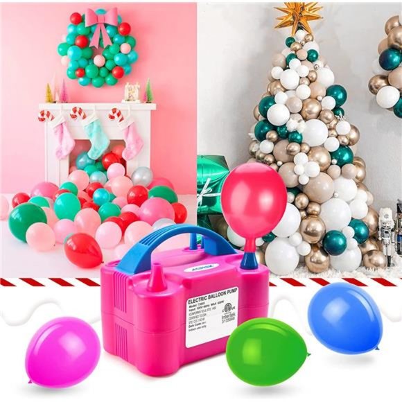 Electric Air Balloon Pump, 110V 600W Rose Red Portable Dual Nozzle Inflator - Picture 6 of 6